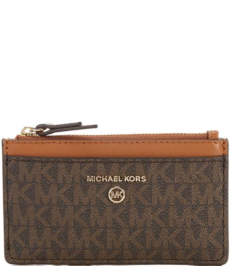 michael michael kors signature pvc credit card slim case brown|Michael Kors Jet Set Small Zip Around Leather Card Case .